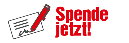 Grafik Brief mit Kugelschreiber und Text: Spende jetzt!