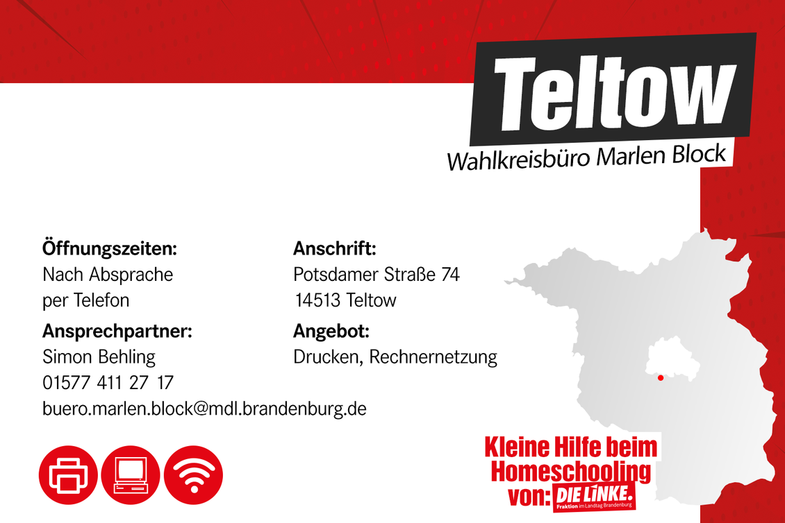 Kontaktdaten Wahlkreisbüro Marlen Block MdL in Teltow