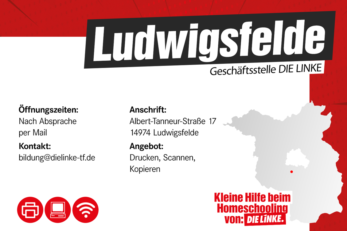 Kontaktdaten der Geschäftsstelle der LINKEN in Ludwigsfelde