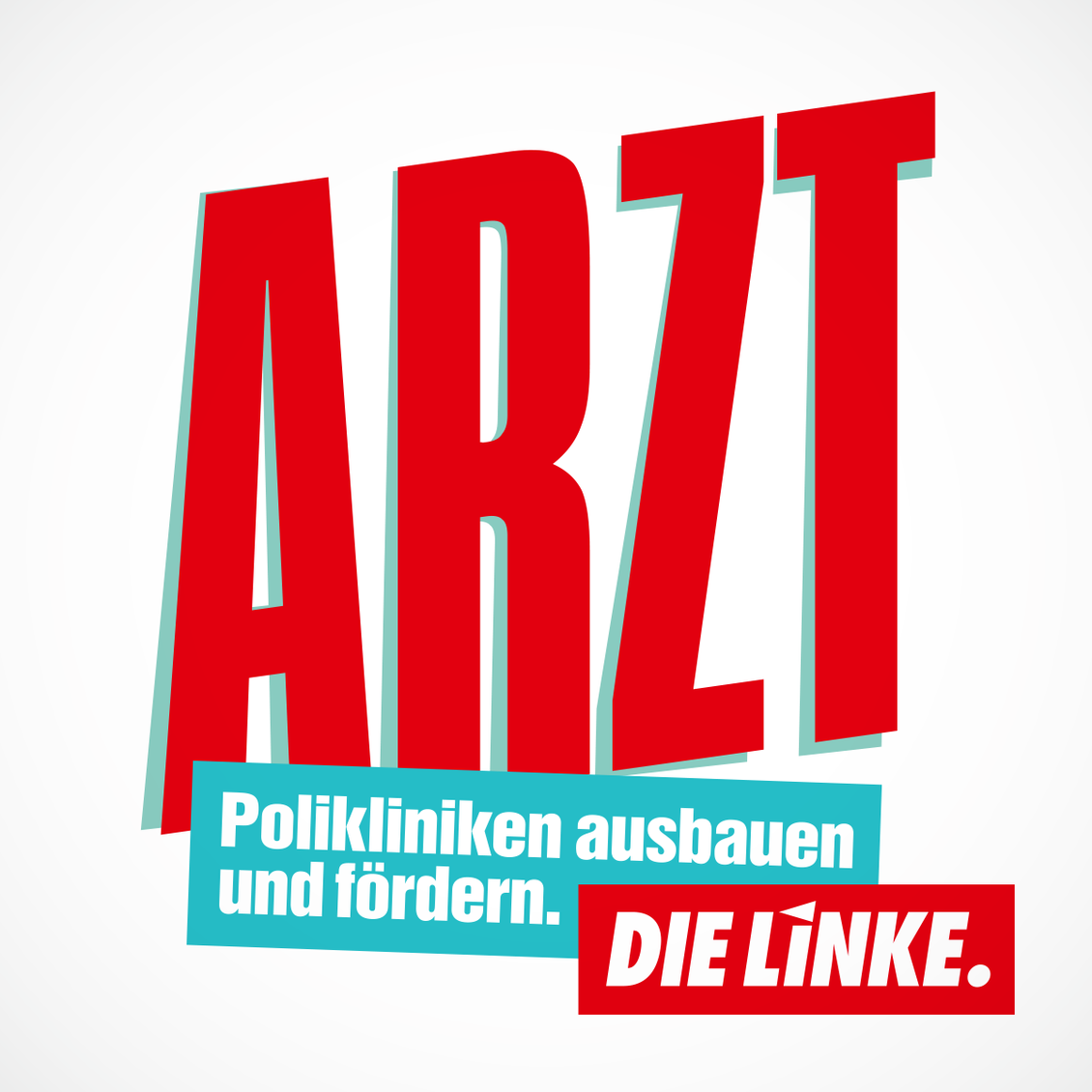 Sharepic zum Thema Arzt: Polikliniken ausbauen und fördern.