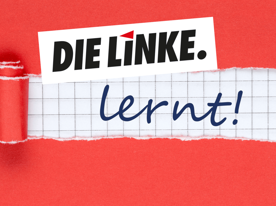 Grafik mit Text: DIE LINKE. lernt!