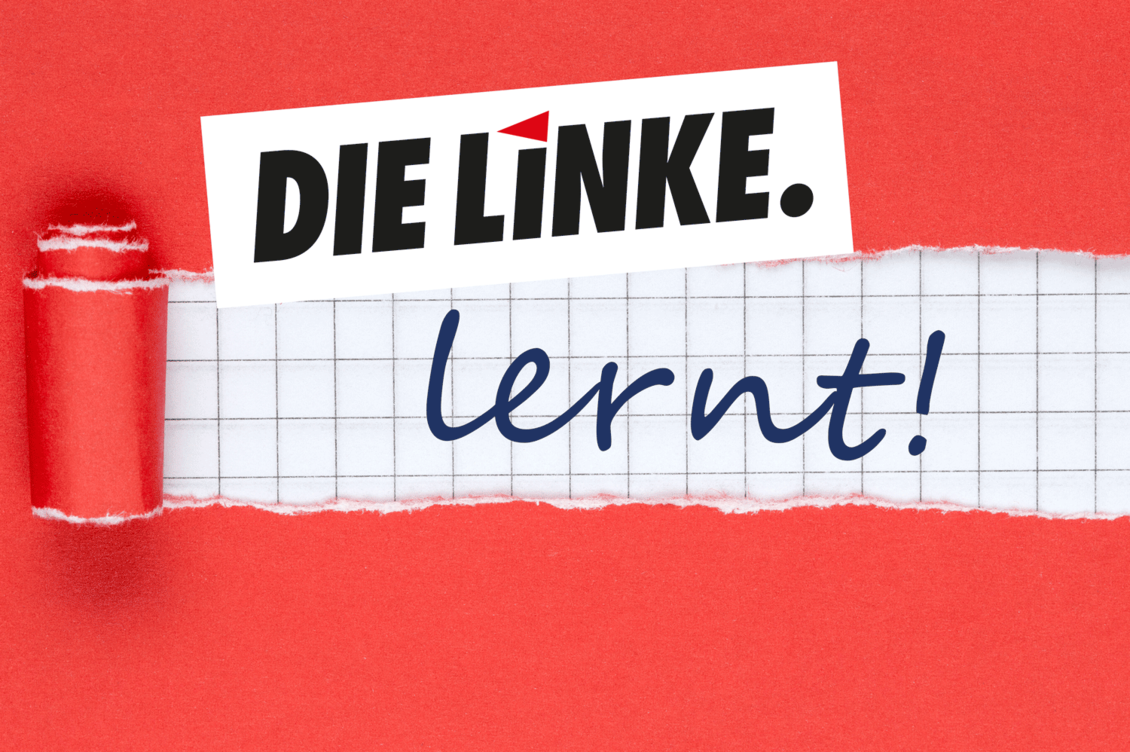 Grafik mit Text: DIE LINKE. lernt!