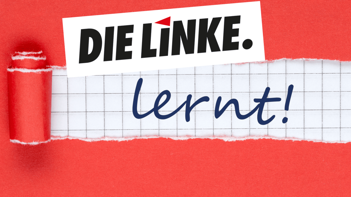 Grafik mit Text: DIE LINKE. lernt!