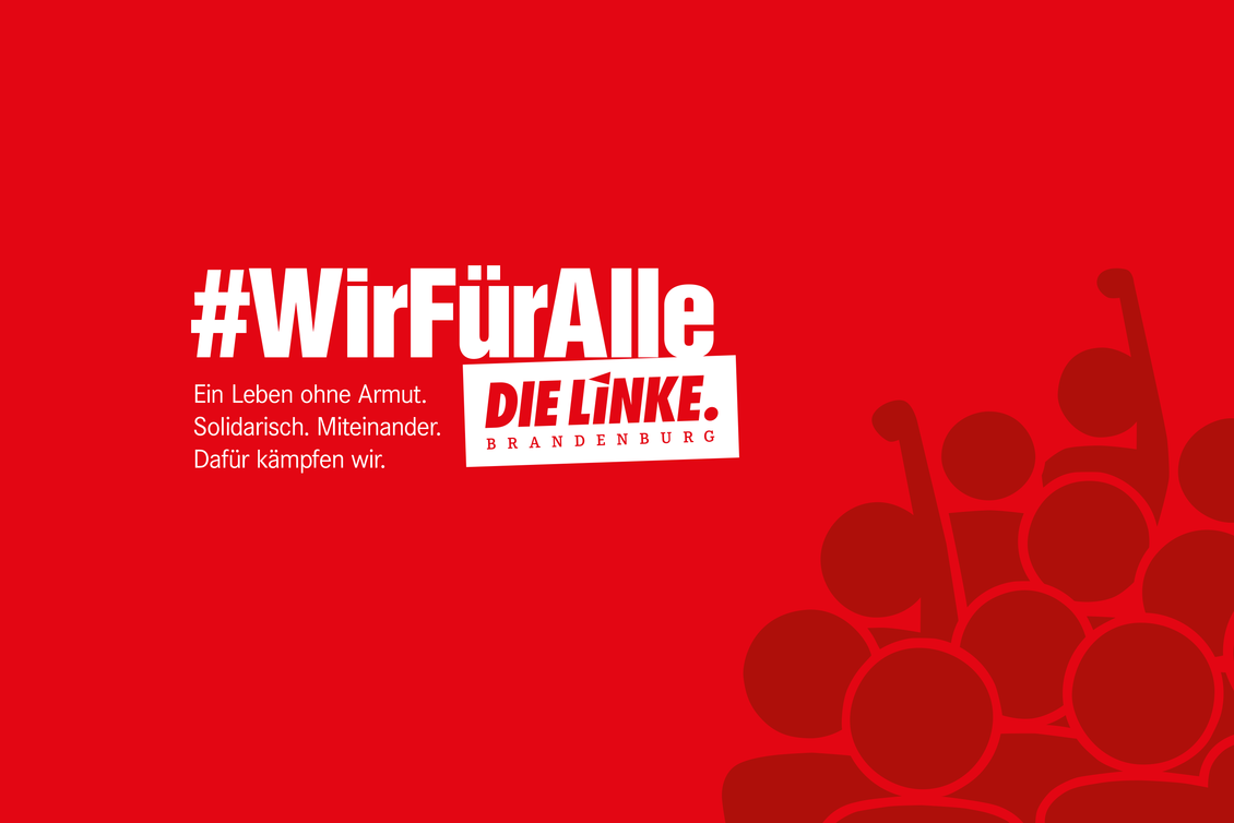 Grafik: Silhouette einer Menschenmenge und Text: #WirFürAlle