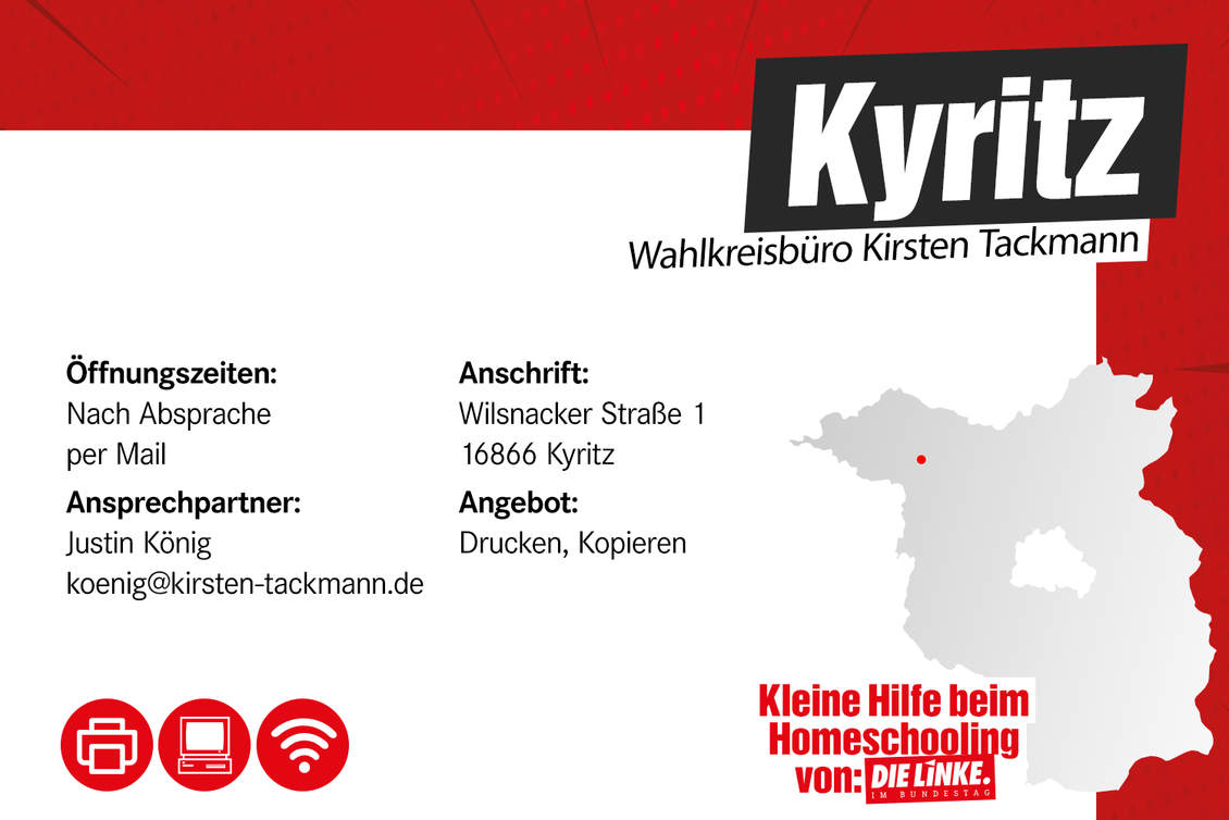 Kontaktdaten Wahlkreisbüro Dr. Kirsten Tackmann MdB in Kyritz