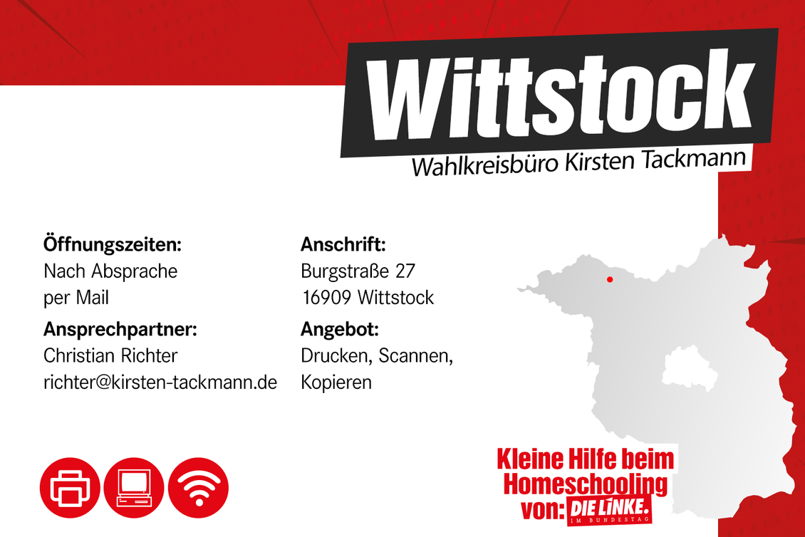 Kontaktdaten Wahlkreisbüro Dr. Kirsten Tackmann MdB in Wittstock/Dosse
