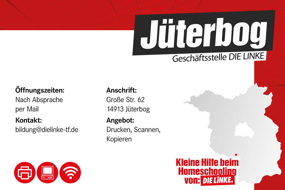 Kontaktdaten der Geschäftsstelle der LINKEN in Jüterbog