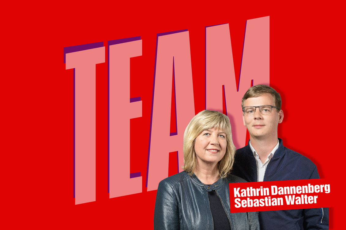Grafik mit Text: Team - Kathrin Dannenberg Sebastian Walter